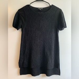 Eileen Fisher Filigree Knit Jacquard Black Top/Tunic Size XS